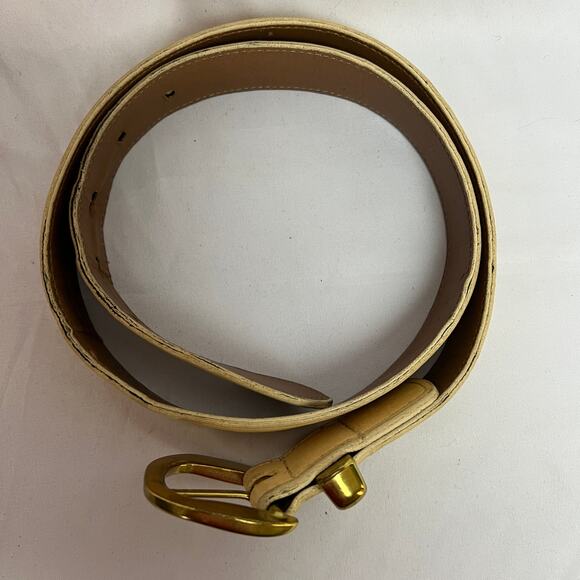 Vintage Joan & David Too Yellow Leather Pebble Belt Quiet Luxury Women M USA 90s main image 11